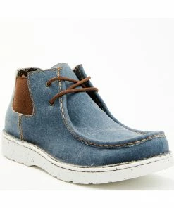 Justin Men's Hazer Denim Casual Lace-Up Hudson Shoes - Moc Toe Blue -Justin Shop 2000361417 400 P1 1
