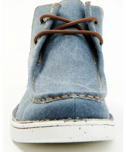 Justin Men's Hazer Denim Casual Lace-Up Hudson Shoes - Moc Toe Blue -Justin Shop 2000361417 400 P4