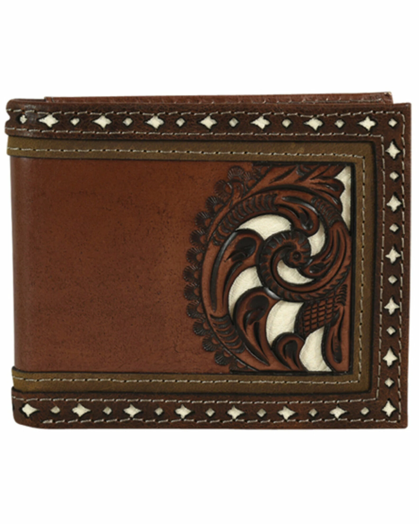 Justin Men's Brown Bifold Tooled Wallet 3 Justin Men's Brown Bifold Tooled Wallet