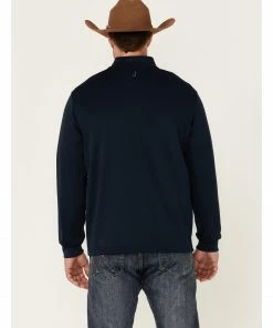 Justin Wohali Men's Nashville Quarter Zip Fleece Hooded Sweatshirt Navy -Justin Shop 2000363828 410 P4