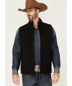 Justin Men's Solid Black Austin Zip-Front Fleece Vest 