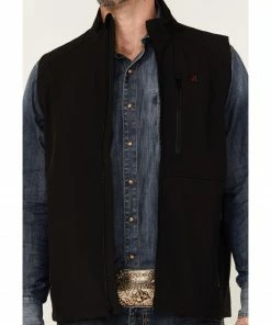 Justin Men's Solid Black Austin Zip-Front Fleece Vest  -Justin Shop 2000363829 001 P3