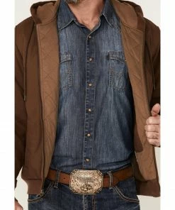 Justin Men's Solid Brown Midland Zip-Front Hooded Jacket  -Justin Shop 2000363831 200 P3