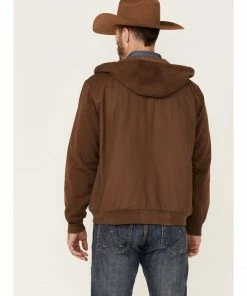 Justin Men's Solid Brown Midland Zip-Front Hooded Jacket  -Justin Shop 2000363831 200 P4