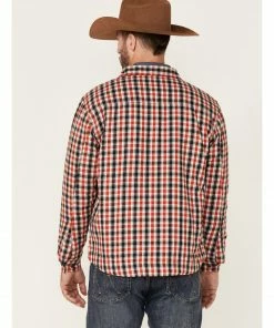 Justin Men's Red & White Jackson Plaid Long Sleeve Snap Shirt Jacket  Multi -Justin Shop 2000363833 900 P4