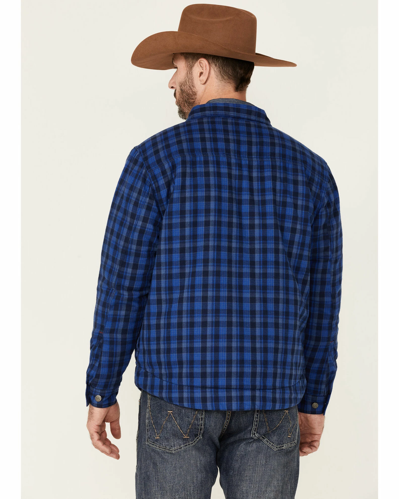 Justin Men's Navy Jackson Plaid Long Sleeve Snap Shirt Jacket 6 Justin Men's Navy Jackson Plaid Long Sleeve Snap Shirt Jacket - Image 4