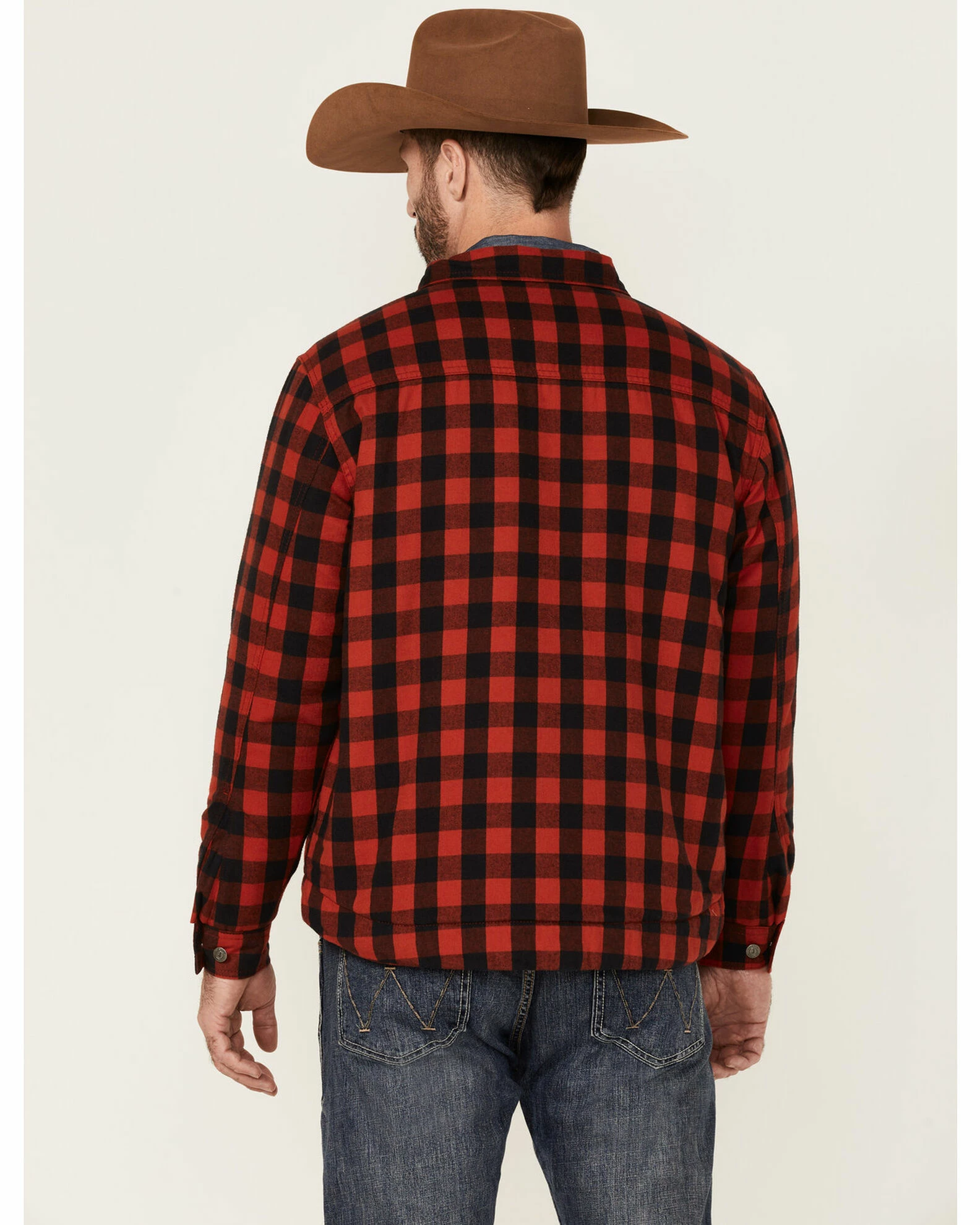 Justin Men's Red Buffalo Jackson Plaid Long Sleeve Snap Shirt Jacket 6 Justin Men's Red Buffalo Jackson Plaid Long Sleeve Snap Shirt Jacket - Image 4
