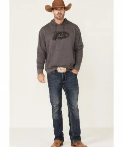 Justin Men's Charcoal Charleston Logo Fleece Hooded Sweatshirt  -Justin Shop 2000363837 022 P2