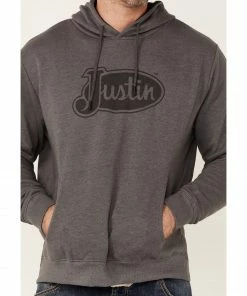 Justin Men's Charcoal Charleston Logo Fleece Hooded Sweatshirt  -Justin Shop 2000363837 022 P3