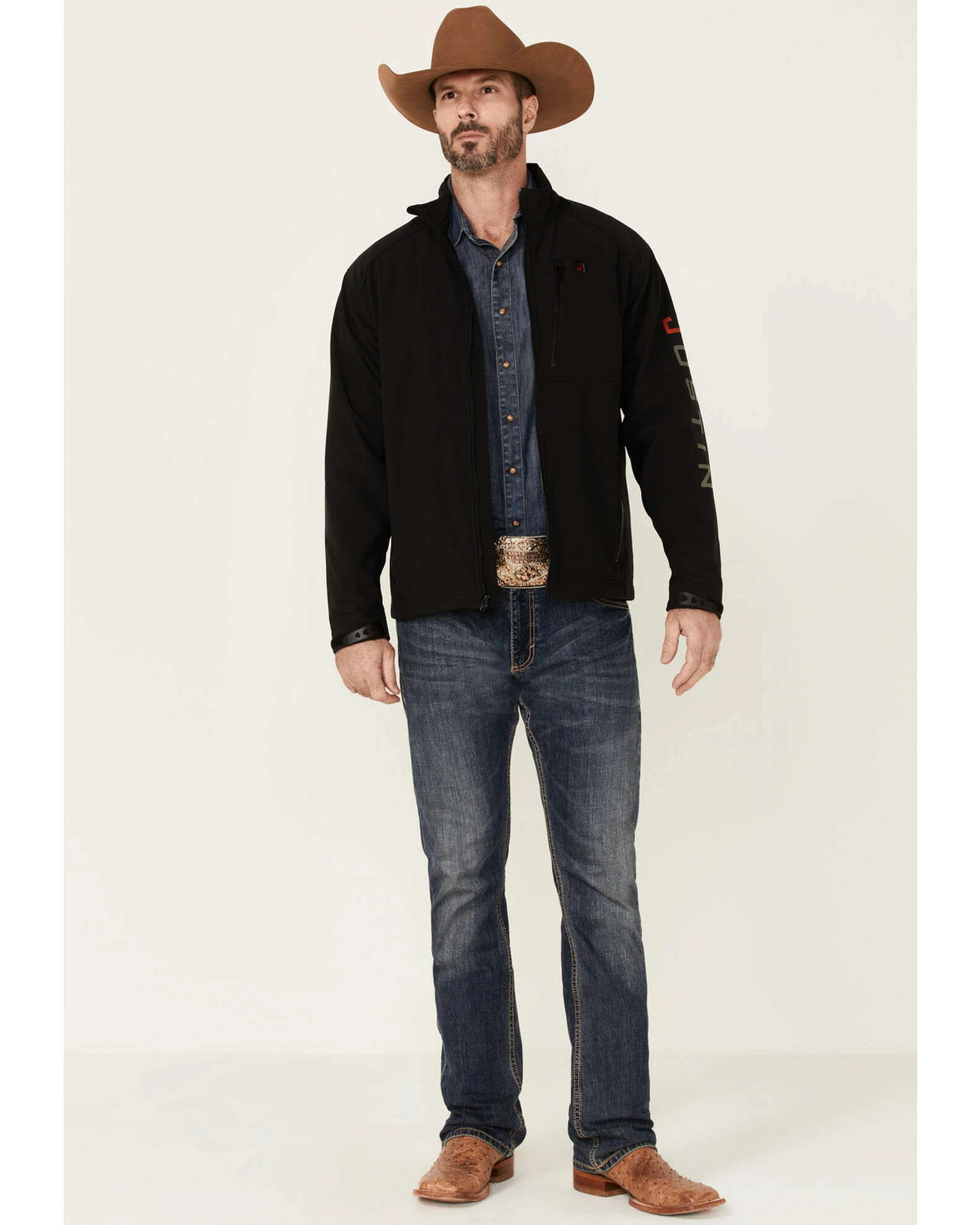 Justin Men's Solid Black Stillwater Logo Sleeve Zip-Front Fleece Jacket 4 Justin Men's Solid Black Stillwater Logo Sleeve Zip-Front Fleece Jacket - Image 2