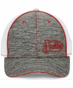 Justin Men's Lawton Embroidered Logo Mesh Back Cap Heather Grey -Justin Shop 2000367281 070 P3