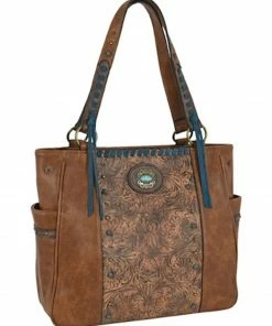 Justin Women's Floral Tooled Tote Bag Brown