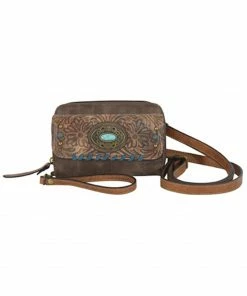 Justin Women's Floral Tooled Wristlet Wallet  Brown