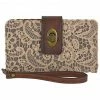 Justin Women's Floral Lace & Burnished Leather Wristlet Wallet Brown -Justin Shop 2000372933 200 P1