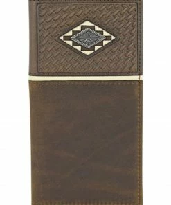 Justin Men's Brown Basket Weave Tooling & Concho Rodeo Wallet