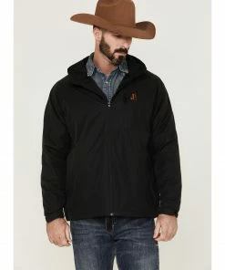 Justin Men's Solid Zip-Front Hooded Rain Jacket 