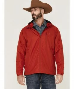 Justin Men's Solid Zip-Front Hooded Rain Jacket 