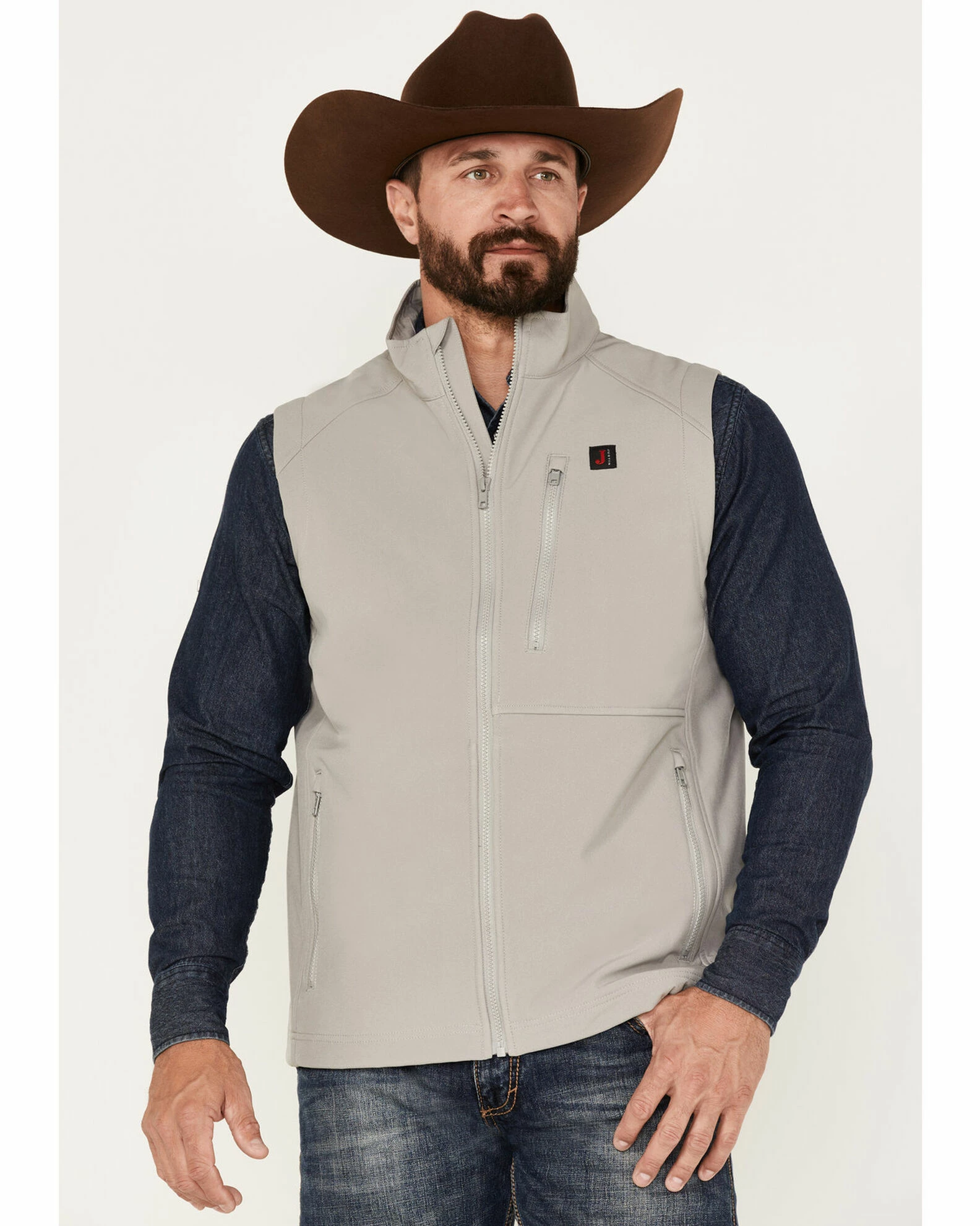 Justin Men's Austin Zip-Front Vest Charcoal 2 Justin Men's Austin Zip-Front Vest Charcoal