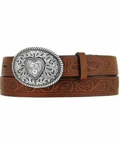 Justin Boots Girl's Western Scroll Heart Belt For Girls' Black