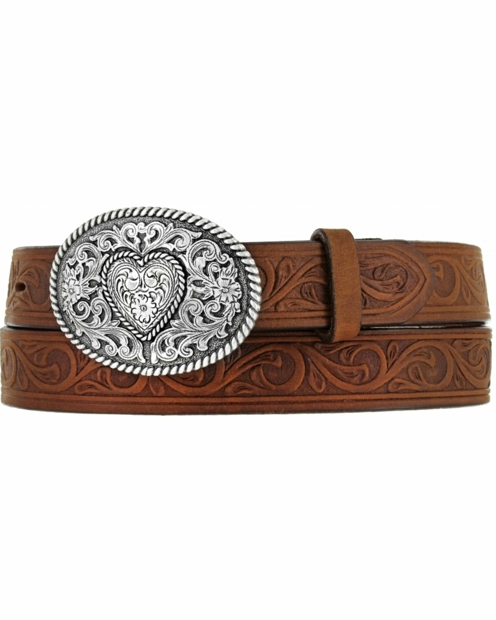 Justin Boots Girl's Western Scroll Heart Belt For Girls' Black 3 Justin Boots Girl's Western Scroll Heart Belt For Girls' Black